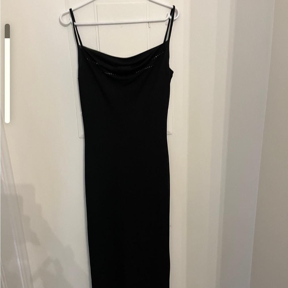 Long black evening dress good stretch super long!